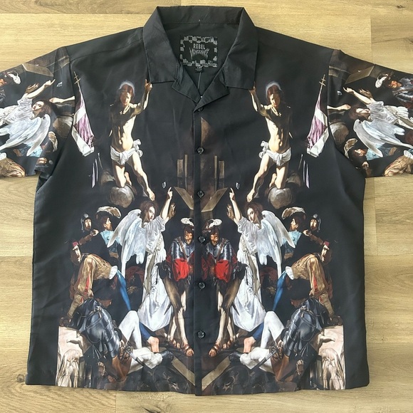 Rebel Vengeance Renaissance Print Button-Up Shirt | NWT Rare | XXL, 3XL - Picture 2 of 8